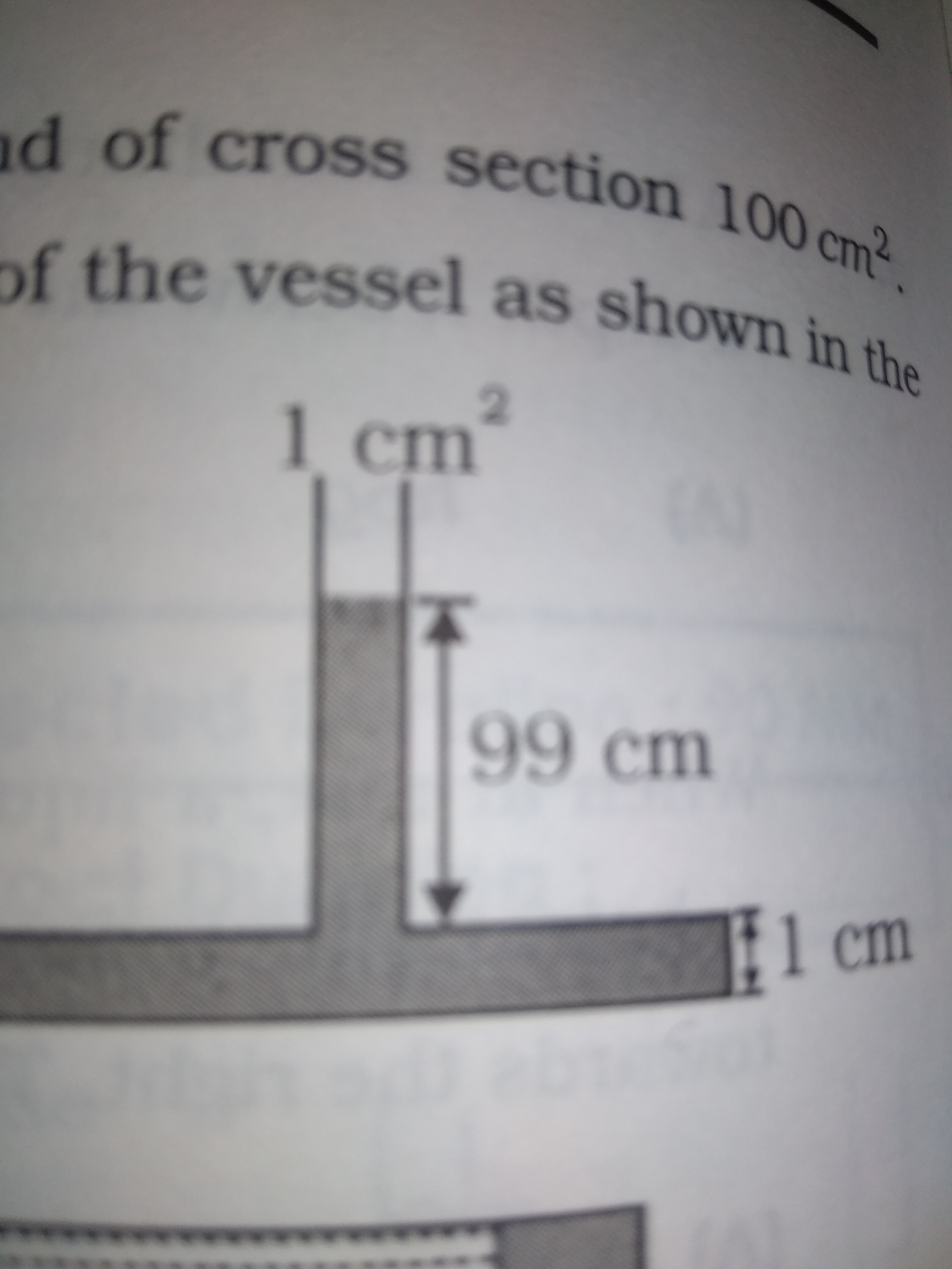 A tube 1 cm square in cross section is attached to the top of a vesse ...