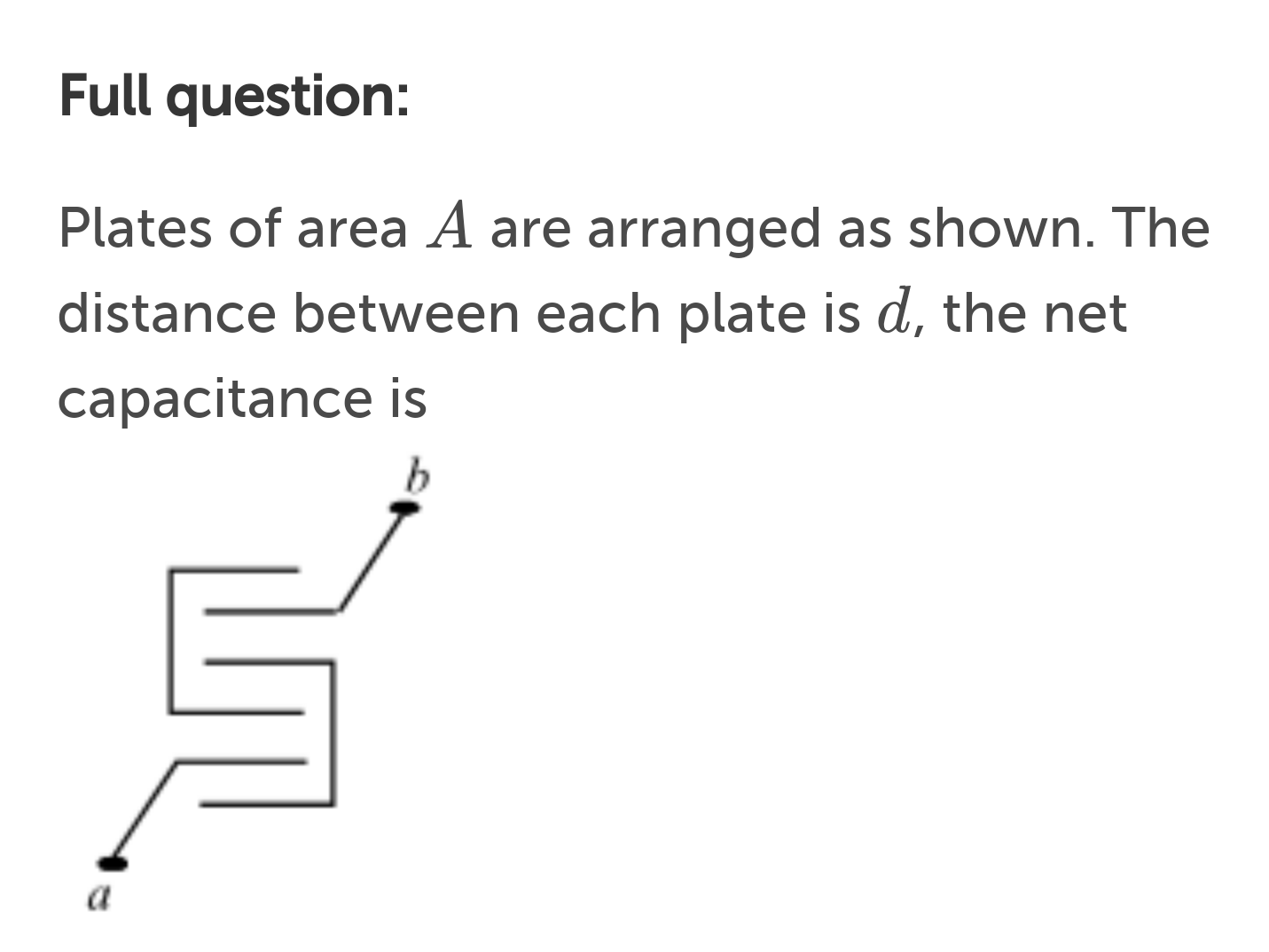 Plates of area A are arranged as shown in the figure. The distance be