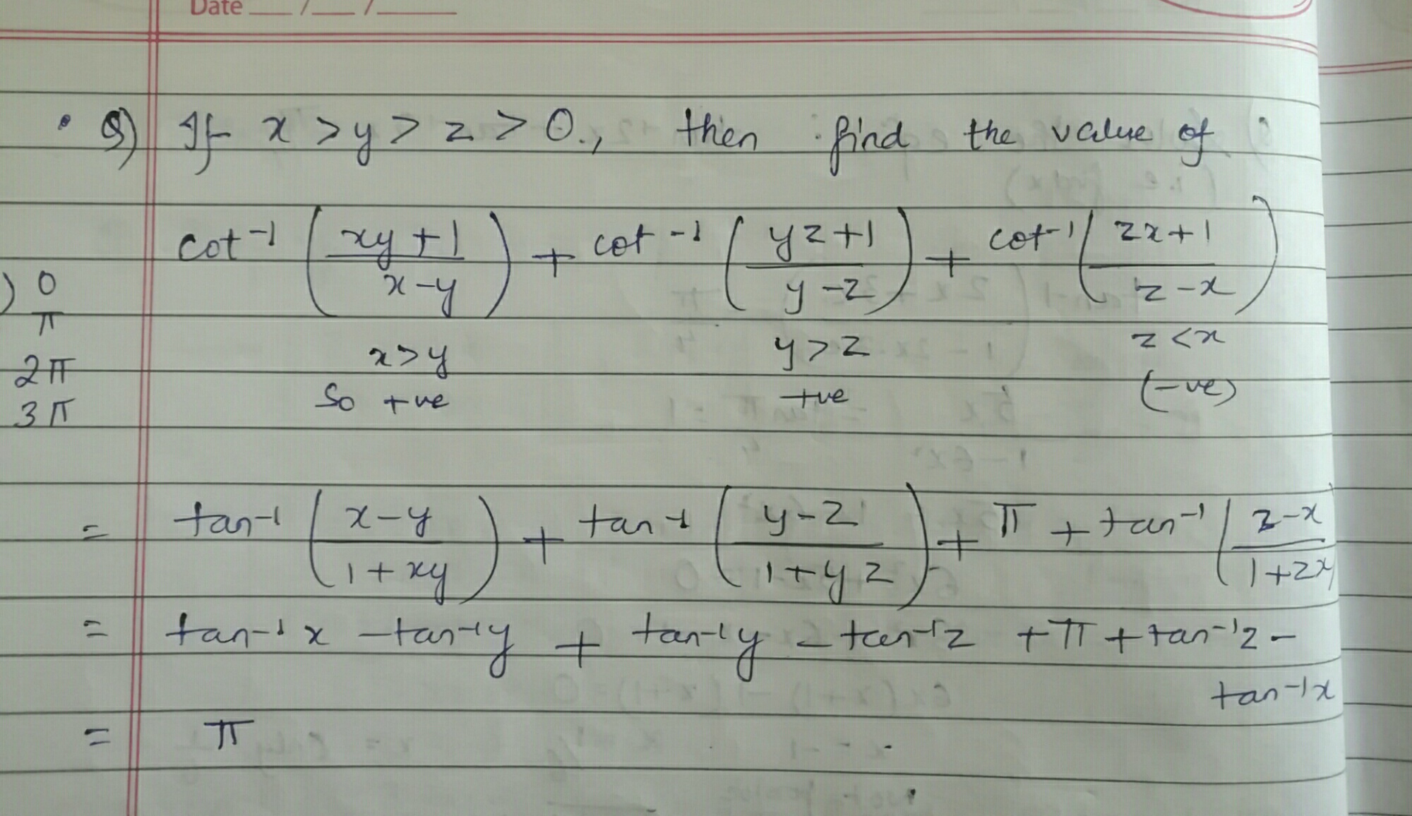 専用1 Why did we used pi+ tan inverse (z-x/zx+1) in the 3rd term of cot