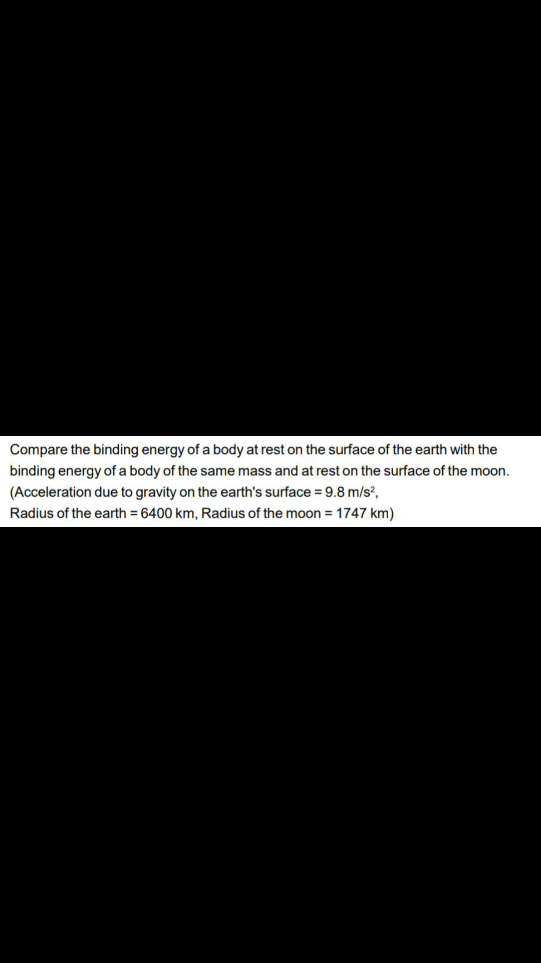 Compare the binding energy of a body at rest on the surface of the ea ...