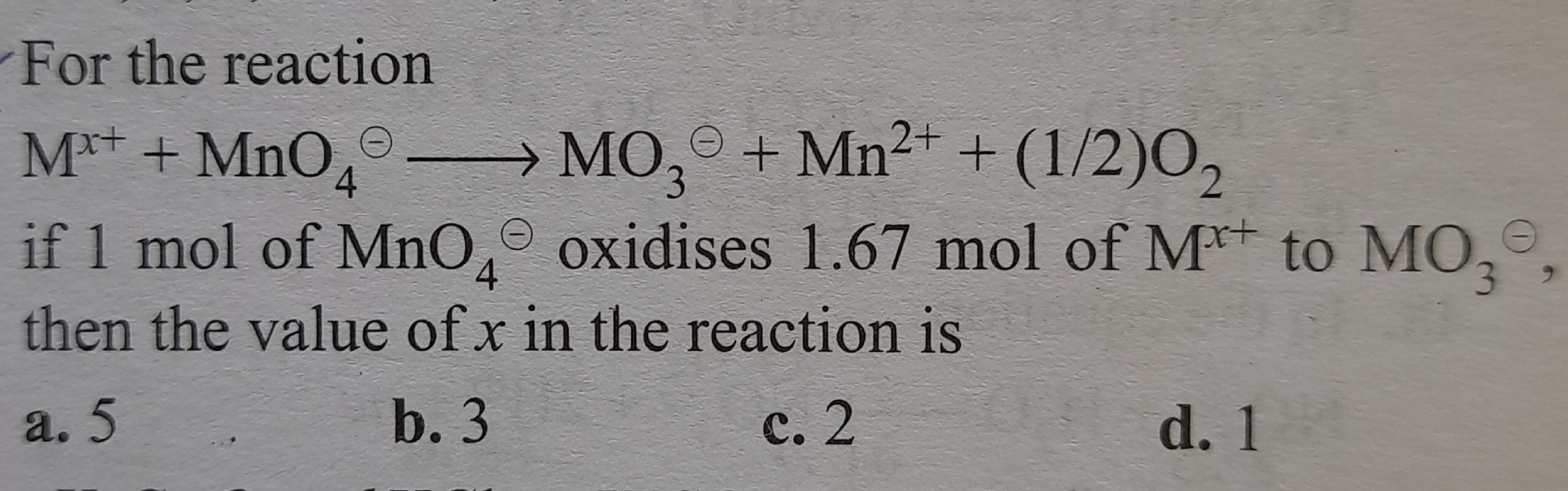 Question image for Redox reaction problem..... please help fast in s