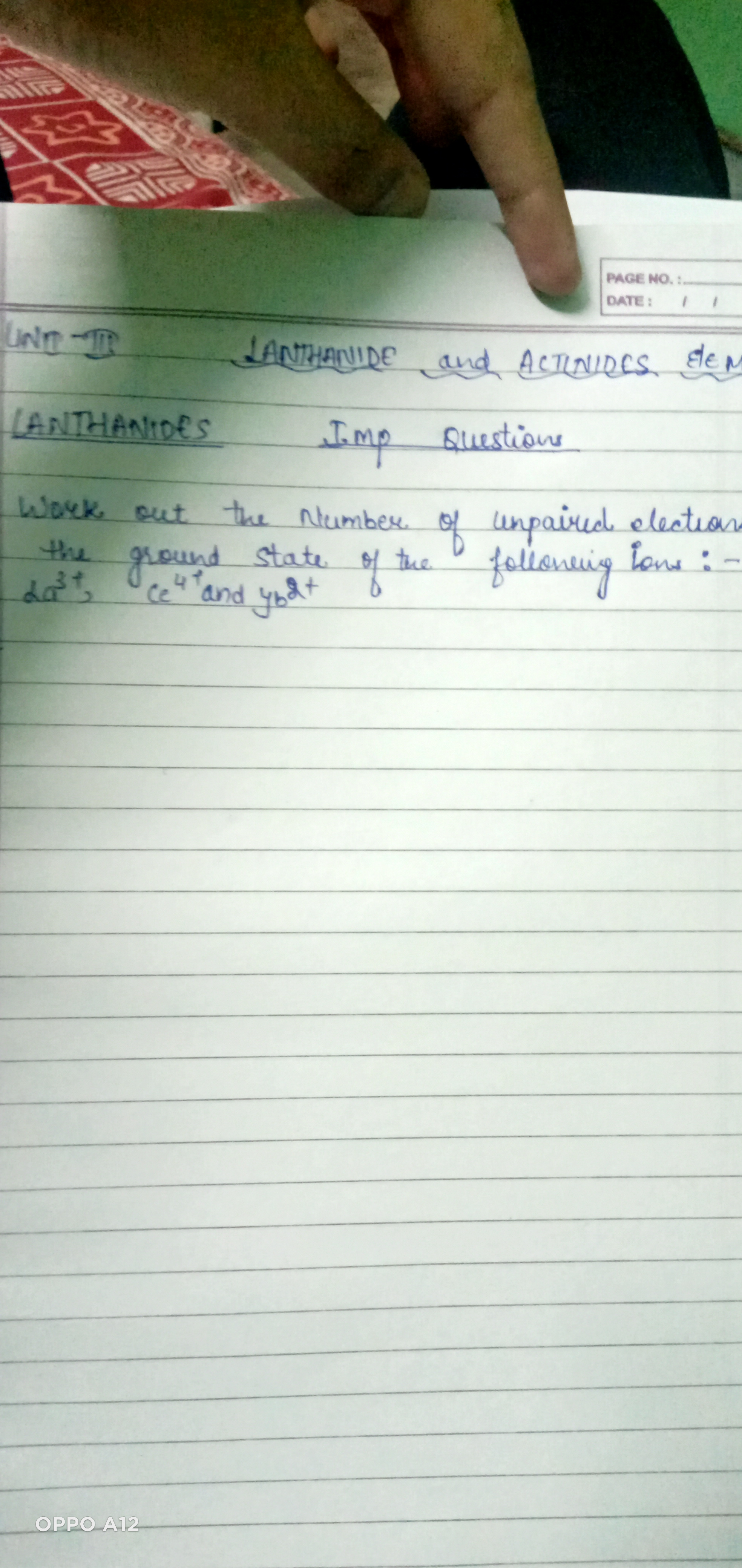 Question image for Work out the no of unpaired electrons in the grou