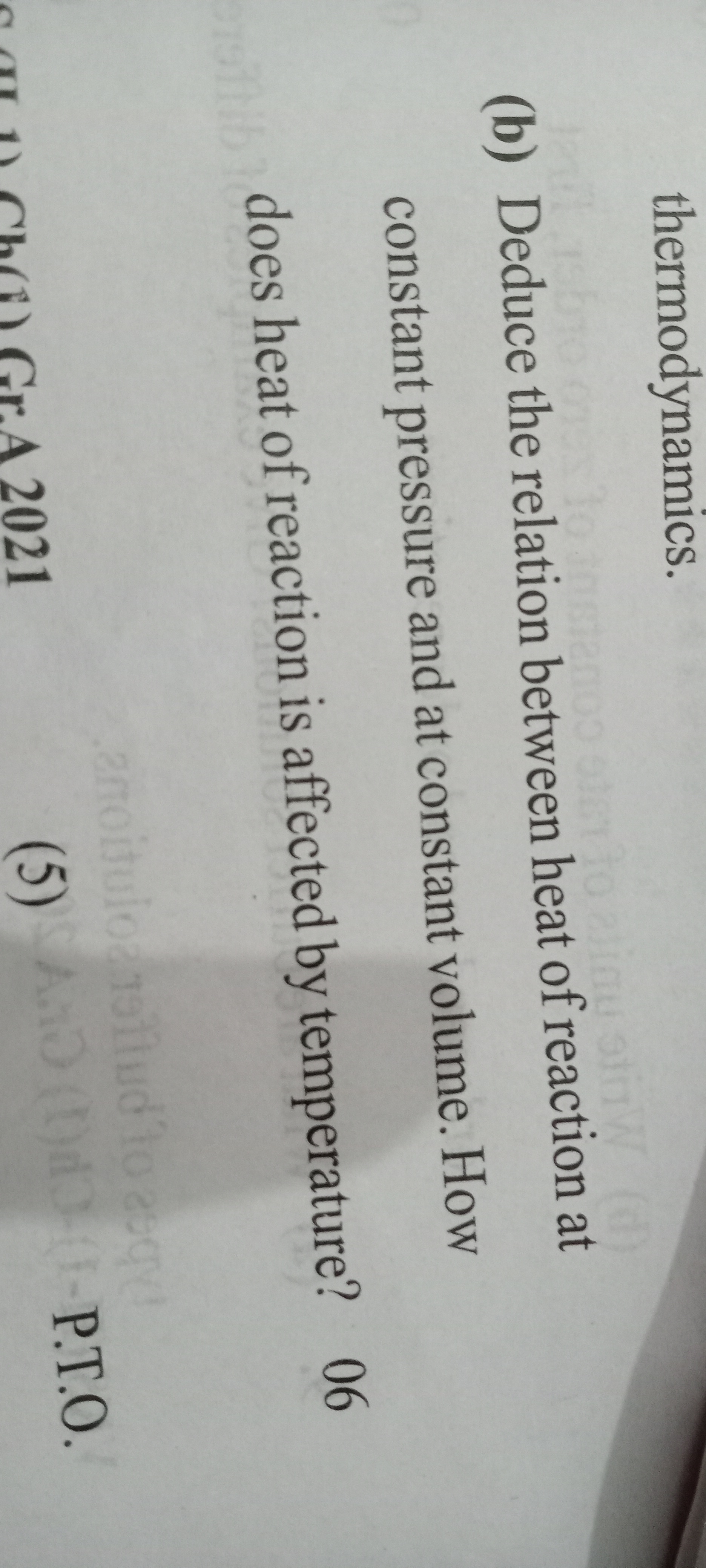 Question image for Deduce the relation between heat of reaction at c