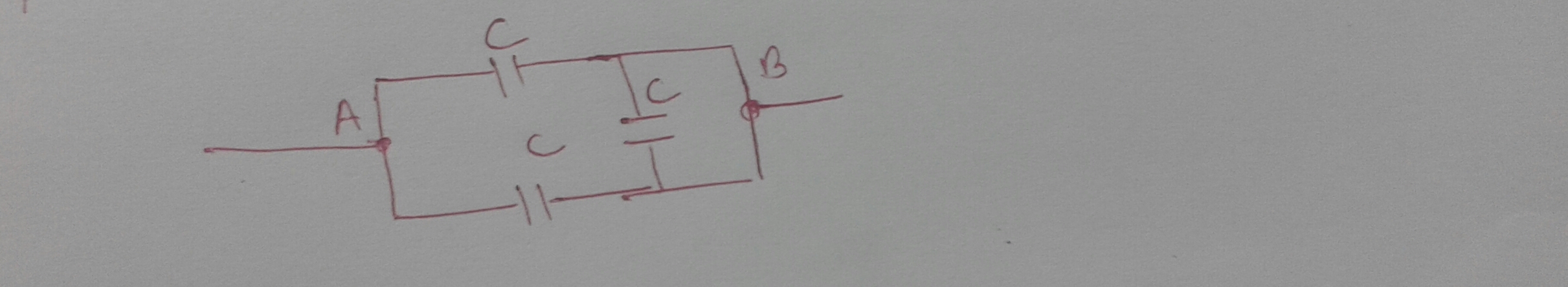 Question image for find the equivalent capacitance between point A an